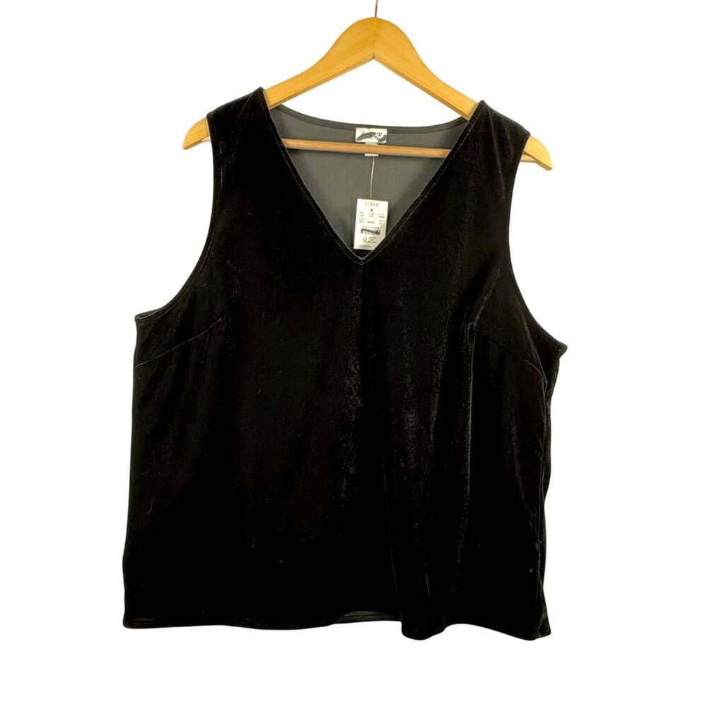 J.crew‎ Velvet sleeveless V-neck top whimsy goth 90s black sz xl